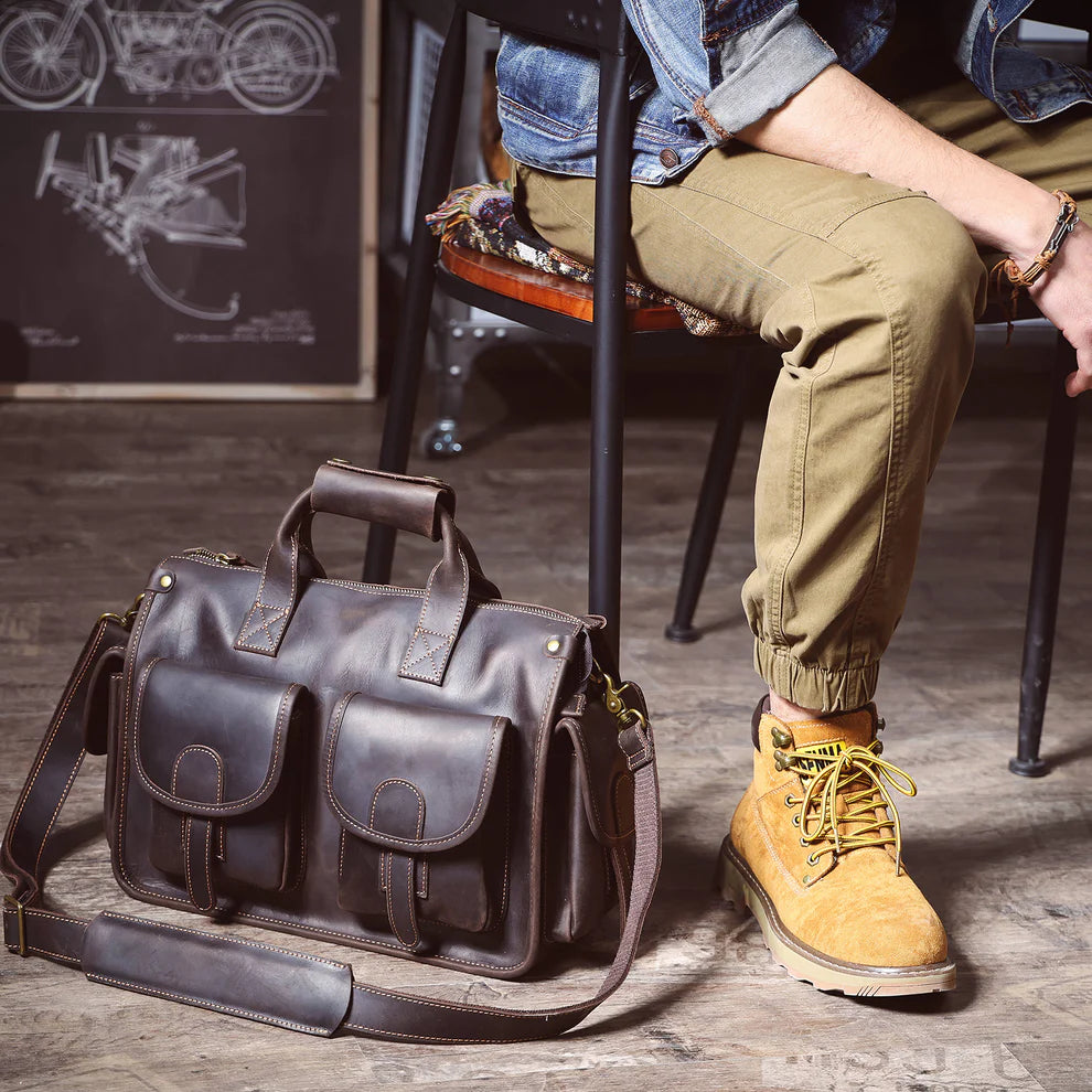 The Territory Dispatch | Full-Grain Crazy Horse Leather Executive Messenger