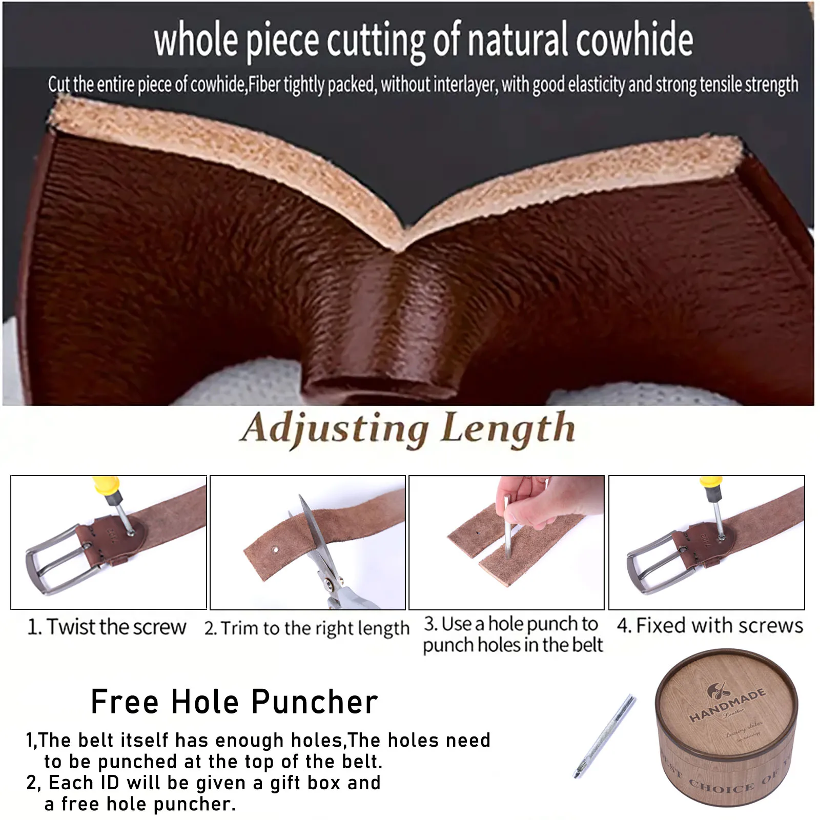 La ceinture Civic Cinch | Ceinture rétro 3,8 cm en cuir de vachette véritable