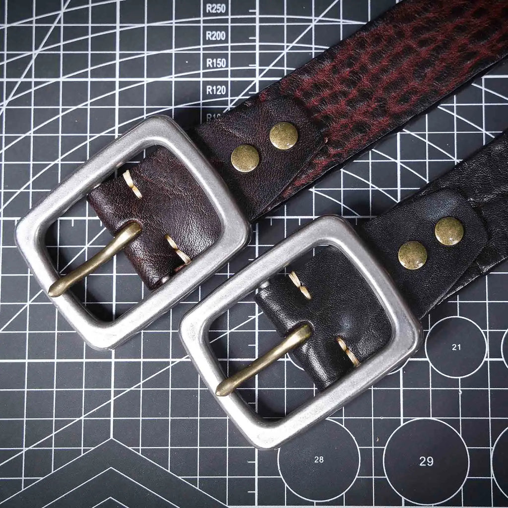The Iron-Clad | Ceinture Frontier en cuir de vache italien épais et acier inoxydable (coffret cadeau)