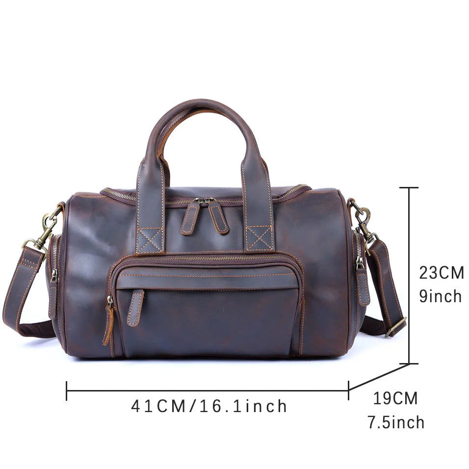 The Short-Haul | Handgefertigte Crazy Horse Leder 16" Frontier Stage-Bag