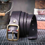 Le Brass-Tack | Ceinture Frontier en cuir de vachette italien épais et en laiton massif, fabriquée à la main