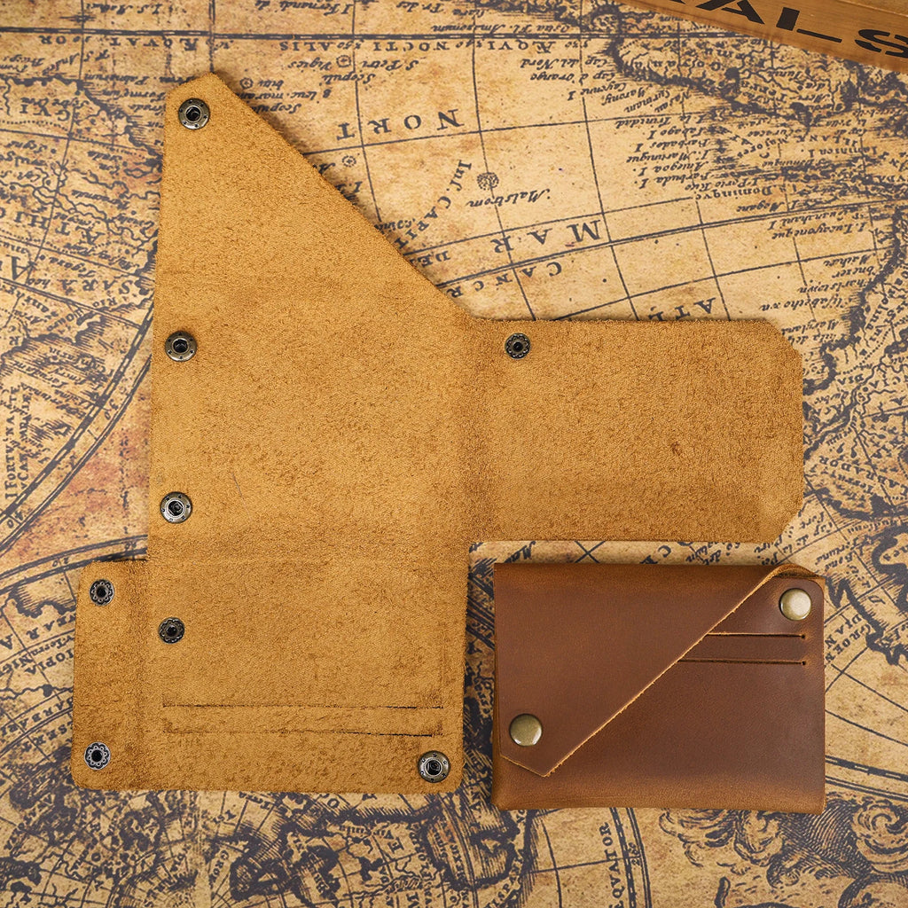 The Outpost | Porte-cartes minimaliste en cuir pleine fleur Crazy Horse fait main