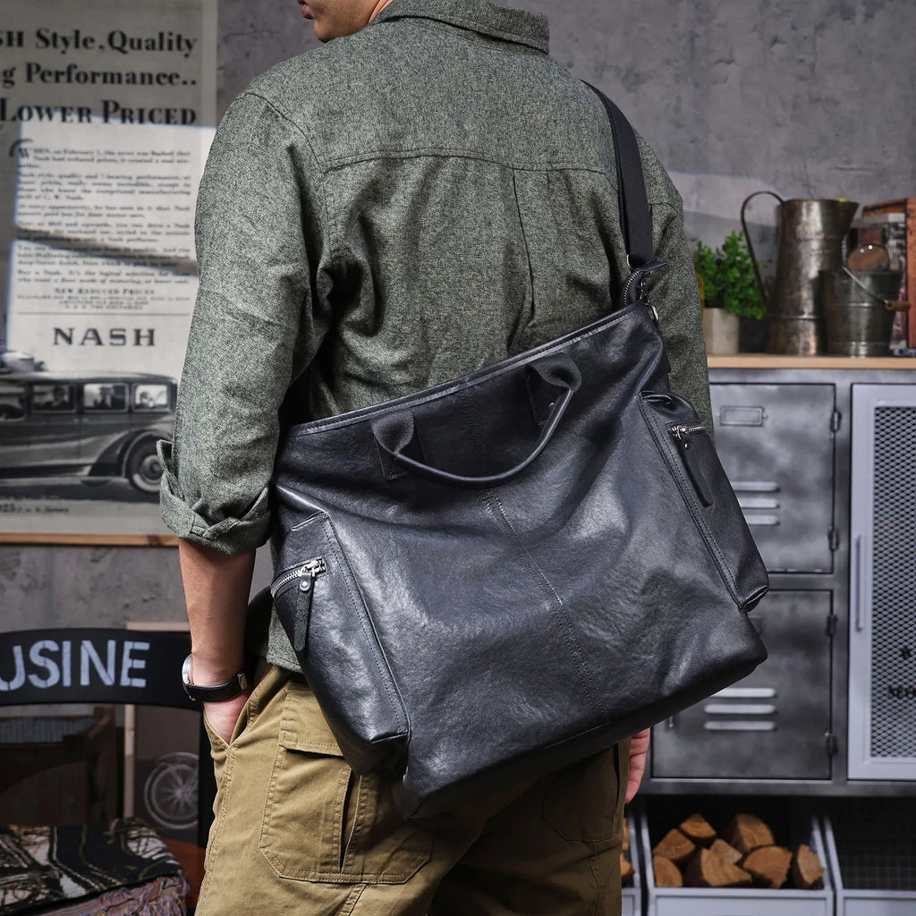 The Settler | Natural Vegetable-Tanned Genuine Leather 15" Minimalist Briefcase
