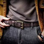 The Brass-Tacks | Ceinture Frontier en Cuir de Vachette Italien Épaissi et Laiton Massif