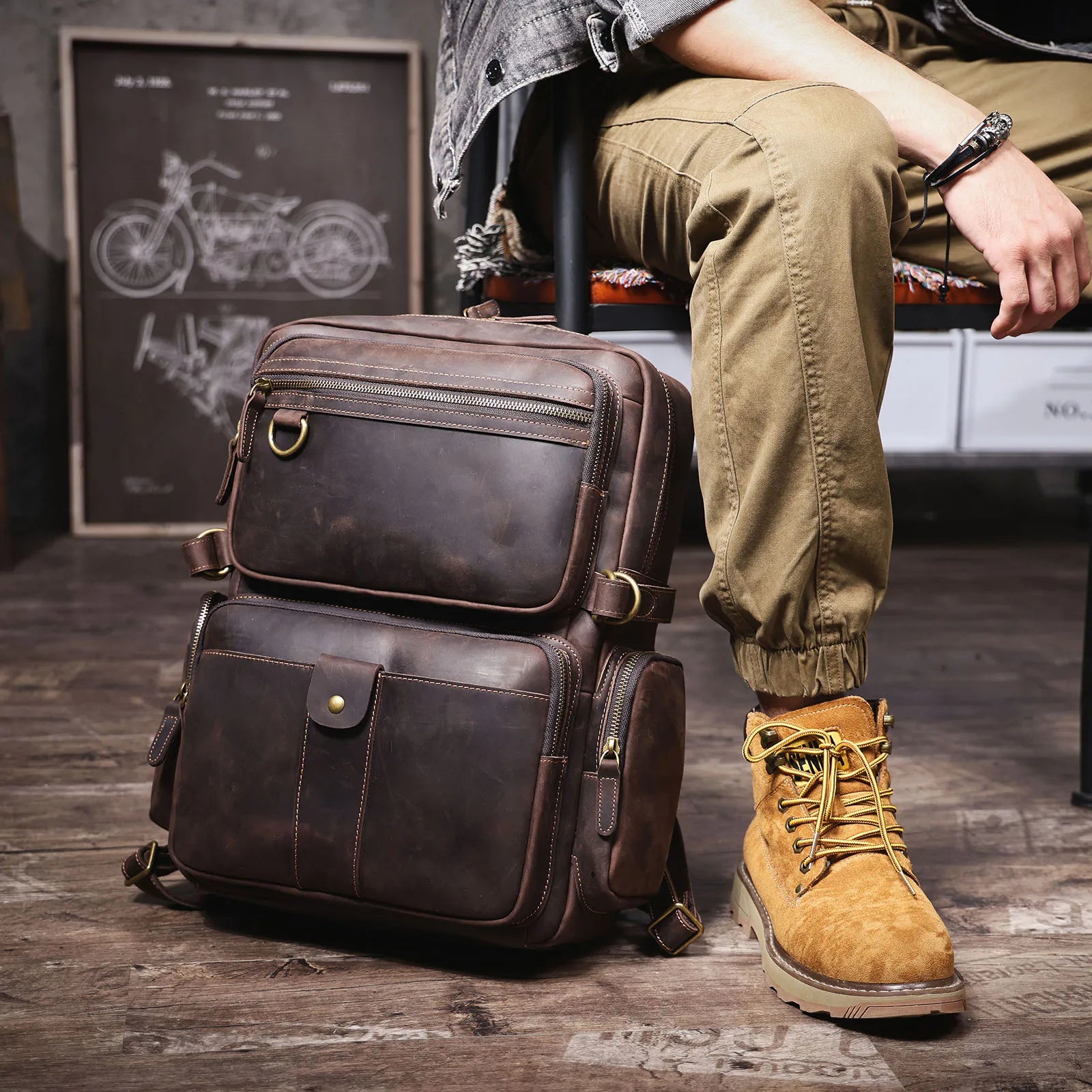 The Outrider | Handcrafted Crazy Horse Leather 35L Expedition Rucksack