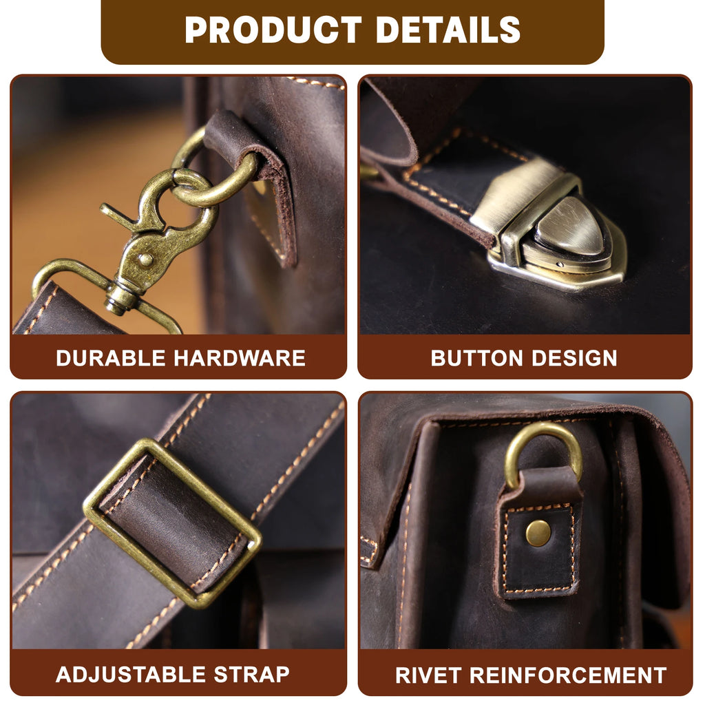 The Gavel | Serviette Frontier 16" en cuir Crazy Horse à cadre rigide
