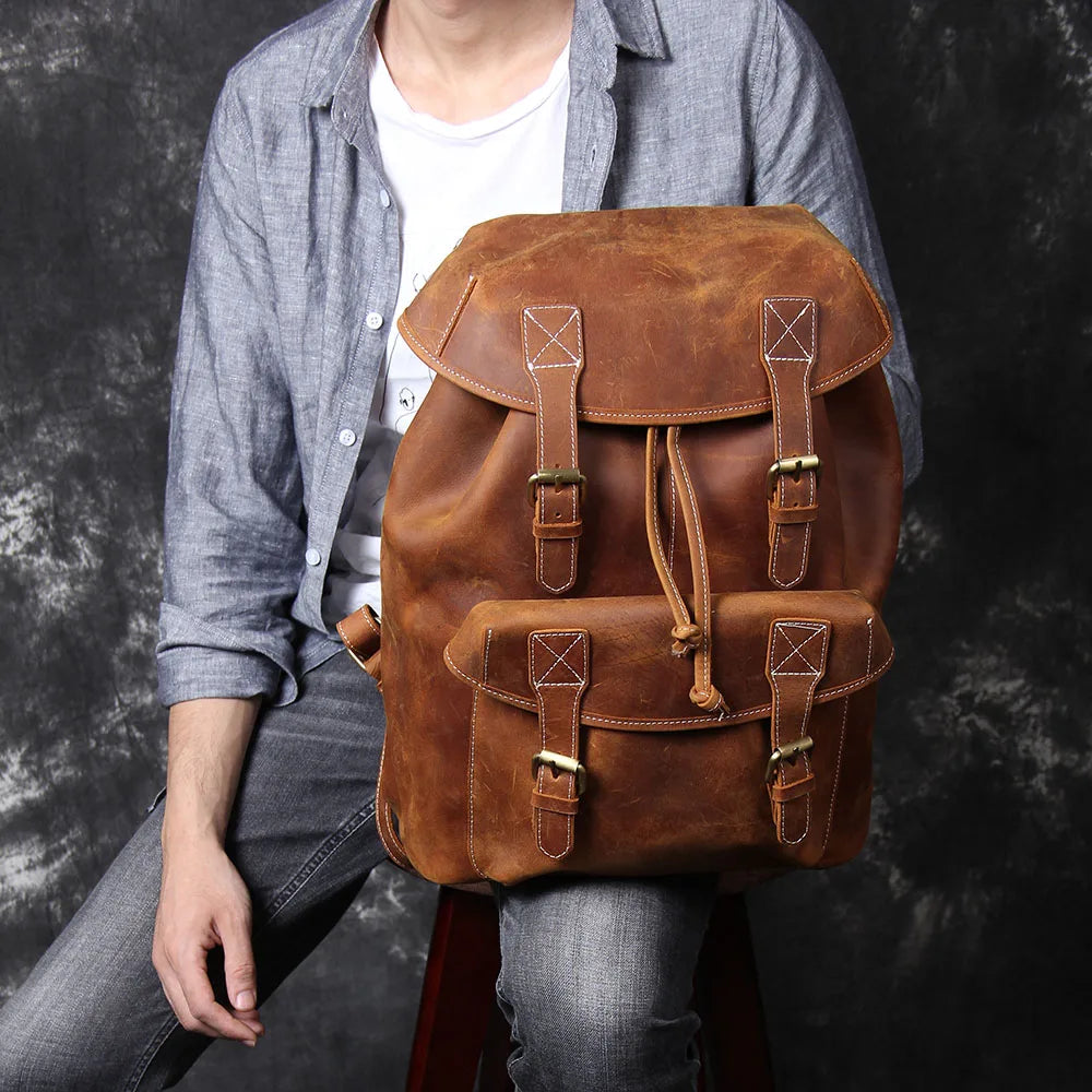 The Overland | External Frame Crazy Horse Leather 35L Frontier Rucksack