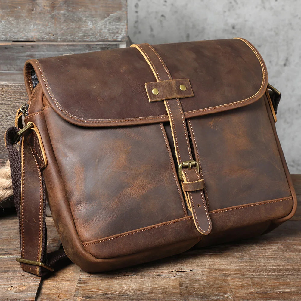Sac bandoulière en cuir italien fait main | Le cartable vintage 12" The Dispatch
