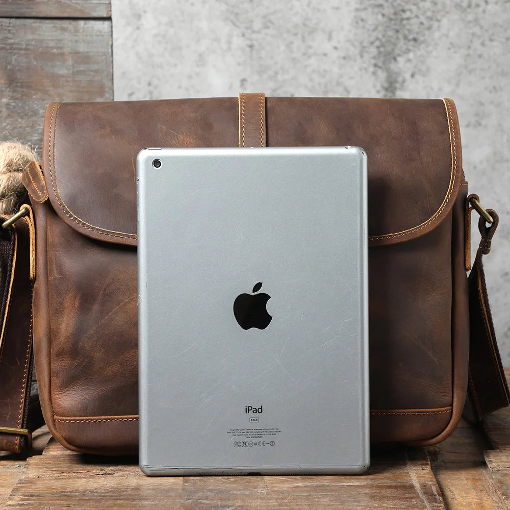 Sac bandoulière en cuir italien fait main | Le cartable vintage 12" The Dispatch