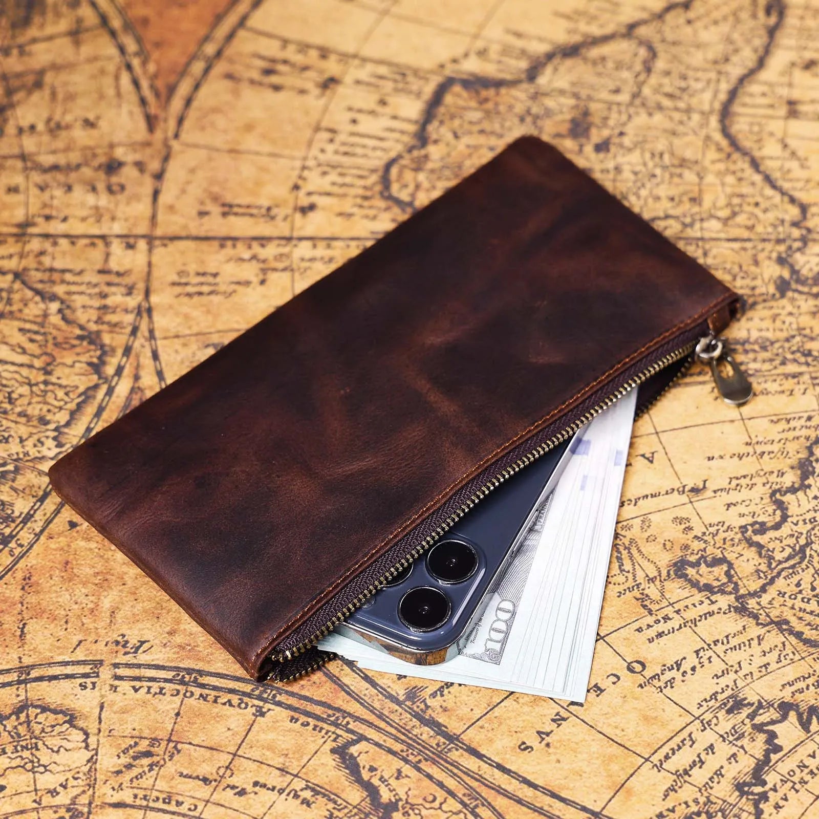The Silverton Vault | Handcrafted Crazy Horse Leather 7.8" Long-Form Wallet & Phone Clutch