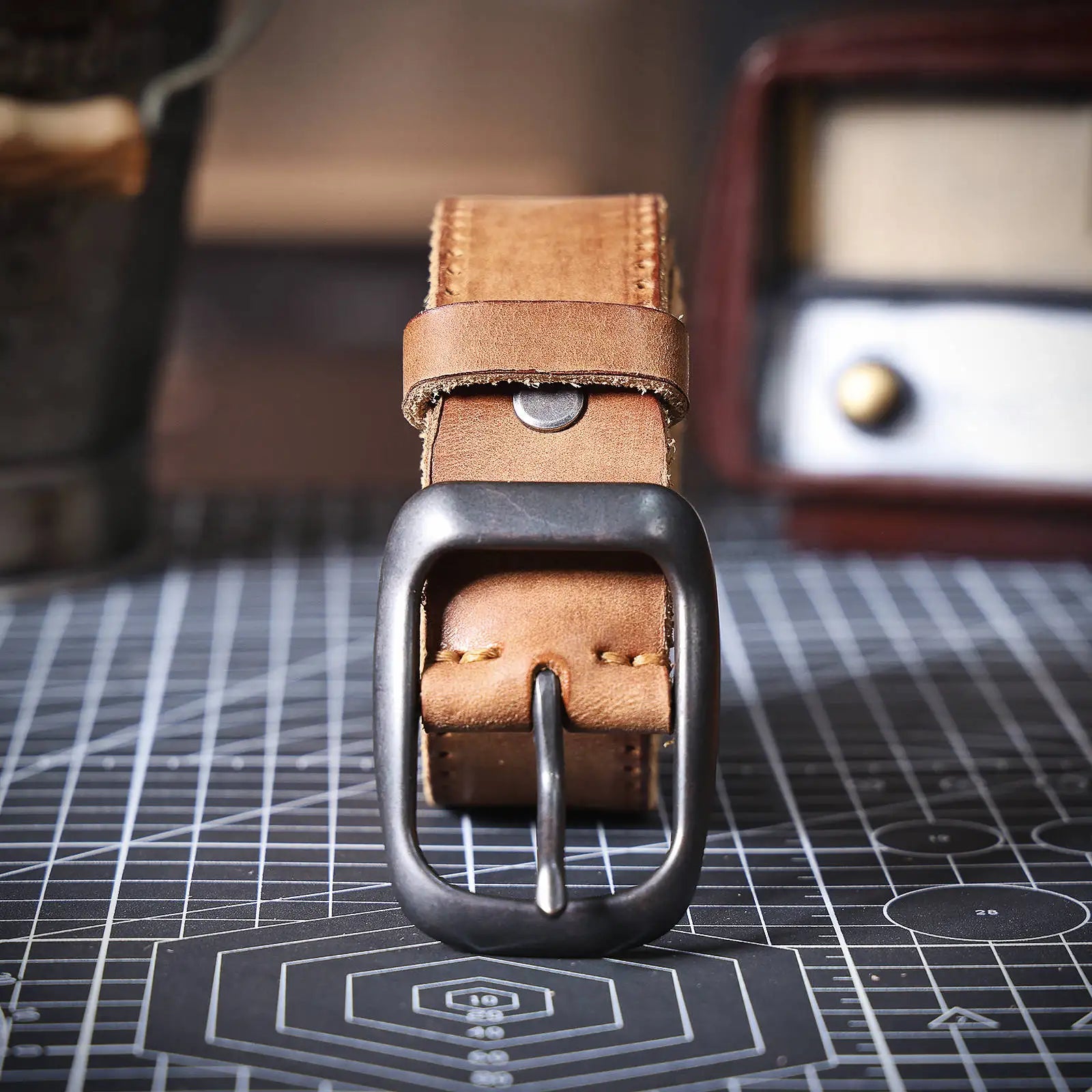 Le Stockman | Ceinture en cuir de vache italien épais 3,3 cm Frontier Denim