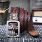 The Iron-Clad | Ceinture Frontier en cuir de vache italien épais et acier inoxydable (coffret cadeau)