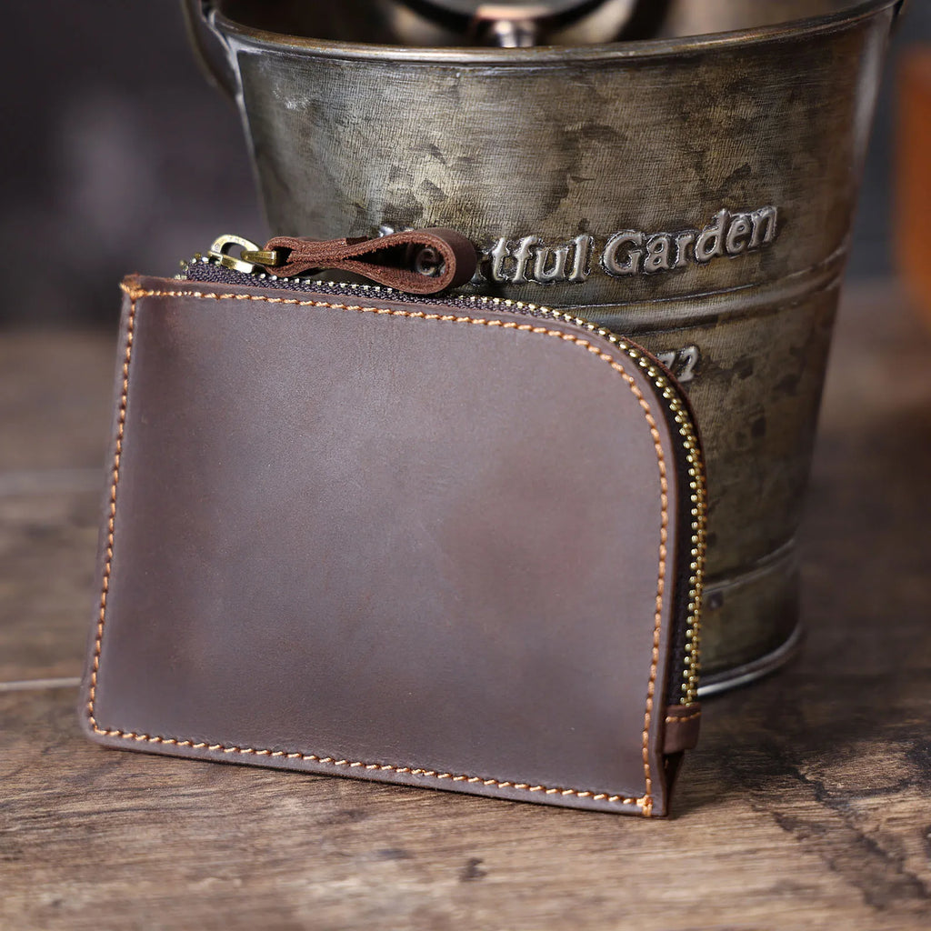 The Stagecoach | Handcrafted Crazy Horse Leather Mini-Vault & YKK Secure Pouch
