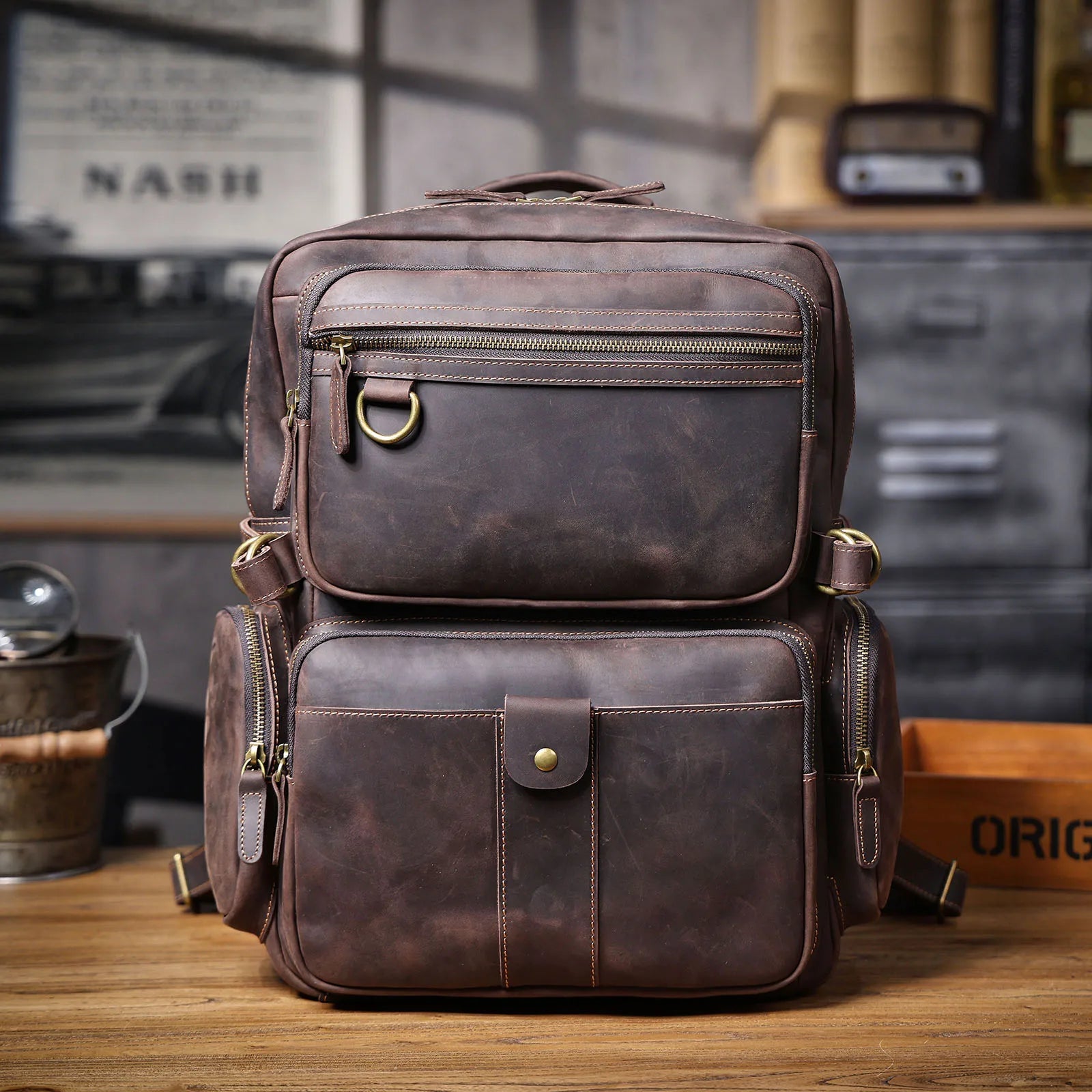 The Outrider | Handcrafted Crazy Horse Leather 35L Expedition Rucksack
