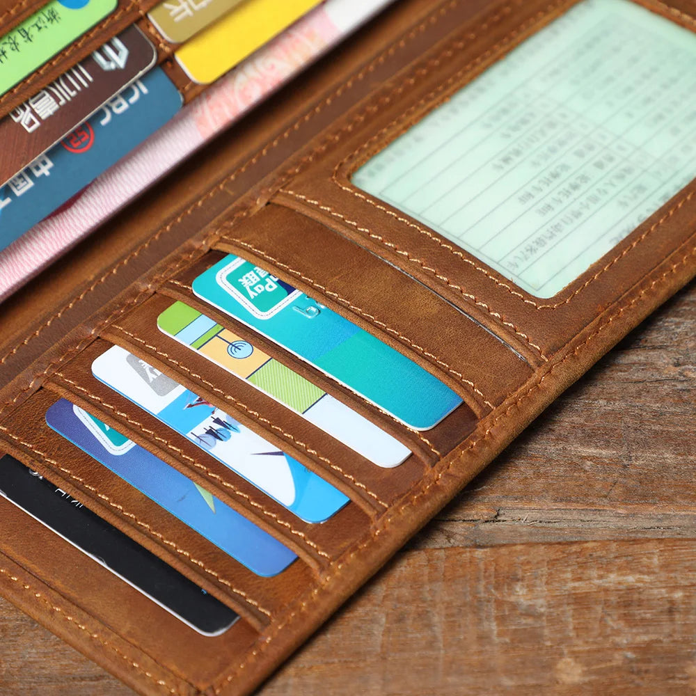 The Deadwood Ledger | Handcrafted Crazy Horse Leather Long-Form Executive Clutch