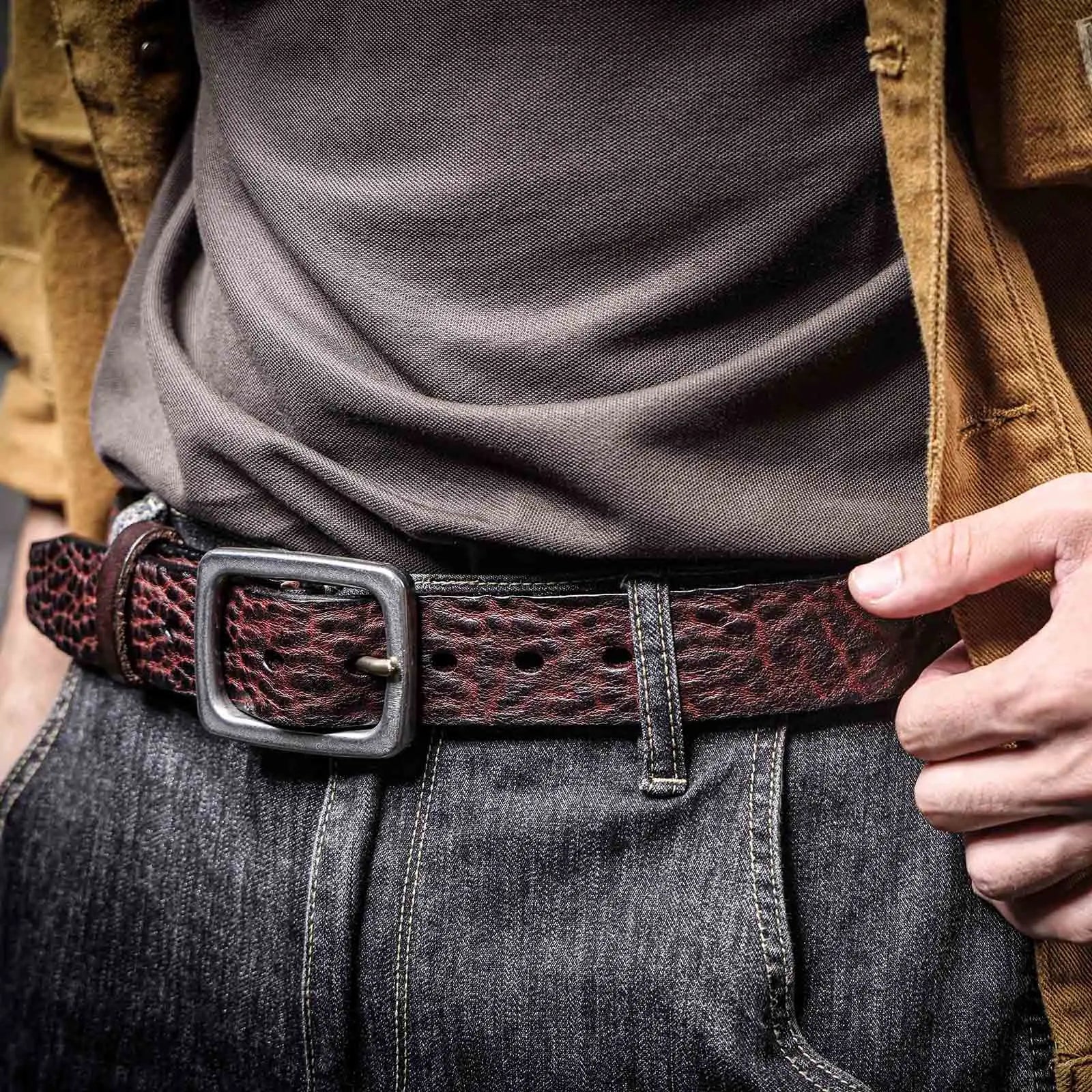 The Iron-Clad | Ceinture Frontier en cuir de vache italien épais et acier inoxydable (coffret cadeau)