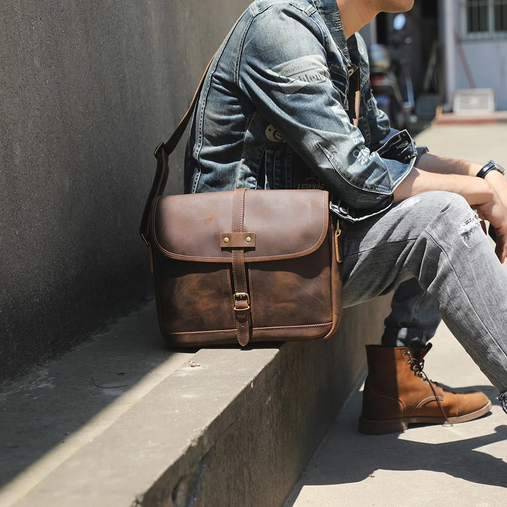 Sac bandoulière en cuir italien fait main | Le cartable vintage 12" The Dispatch