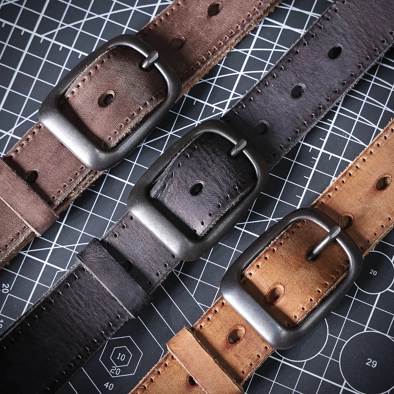Le Stockman | Ceinture en cuir de vache italien épais 3,3 cm Frontier Denim