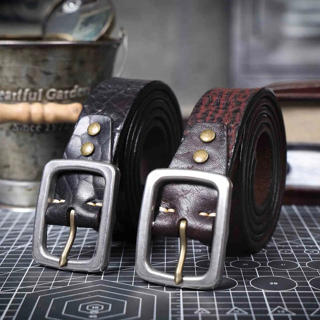 The Iron-Clad | Ceinture Frontier en cuir de vache italien épais et acier inoxydable (coffret cadeau)