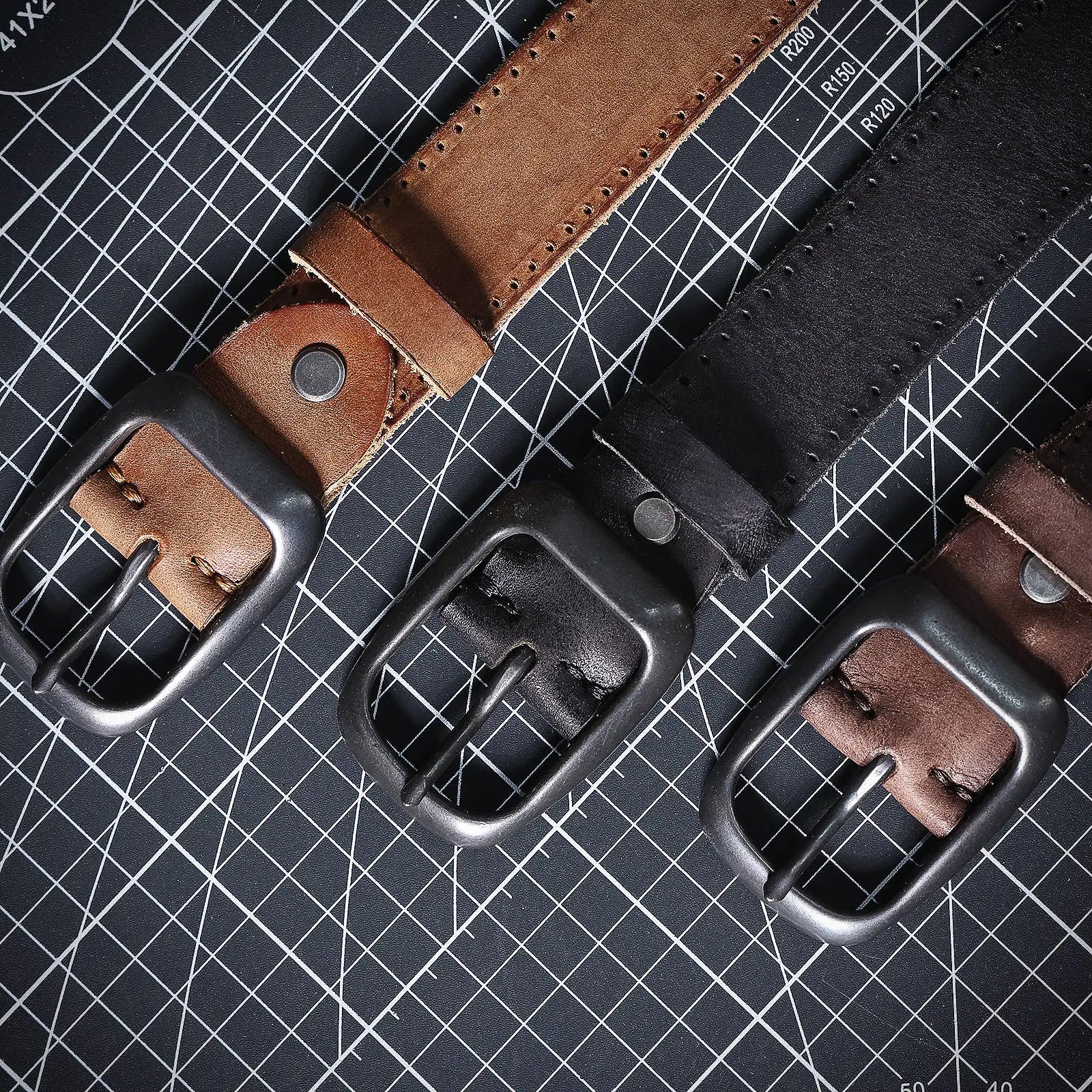 Le Stockman | Ceinture en cuir de vache italien épais 3,3 cm Frontier Denim