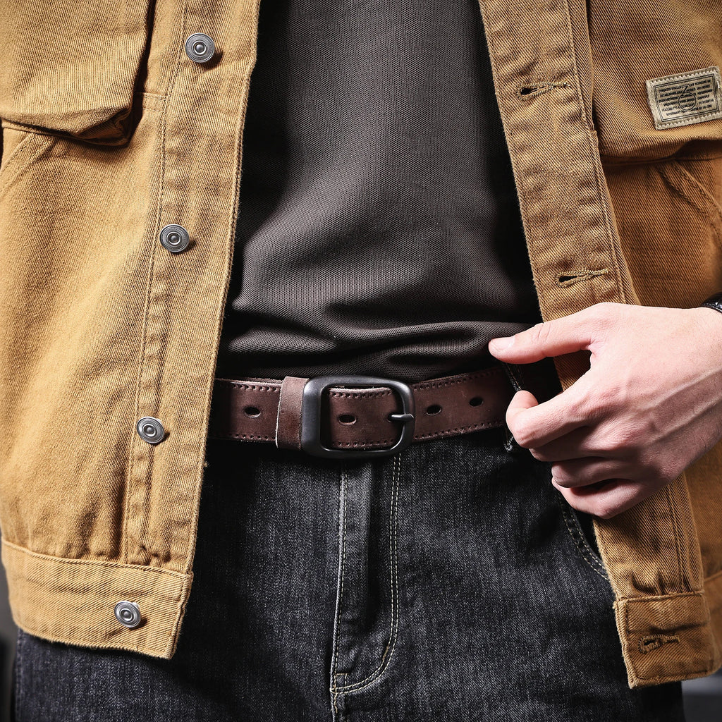 Le Stockman | Ceinture en cuir de vache italien épais 3,3 cm Frontier Denim