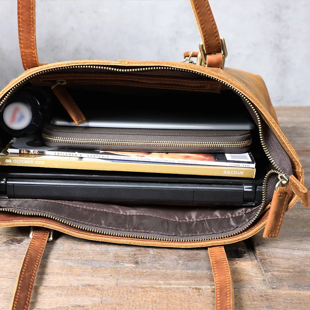 Handmade Italian Leather Shoulder Bag | The Surveyor Vintage Satchel