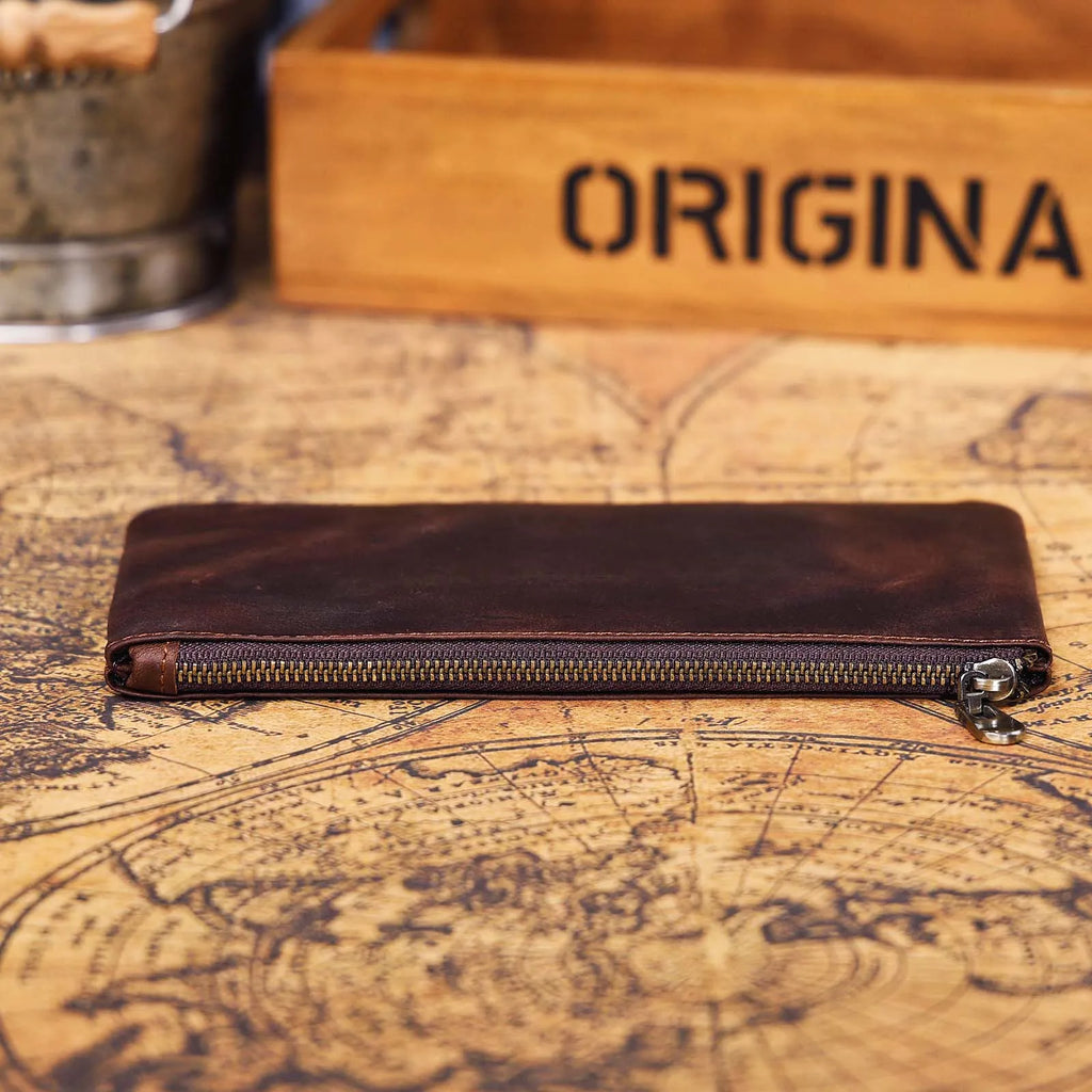 The Silverton Vault | Handgefertigtes Crazy Horse Leder 7.8" langes Portemonnaie & Handy-Clutch