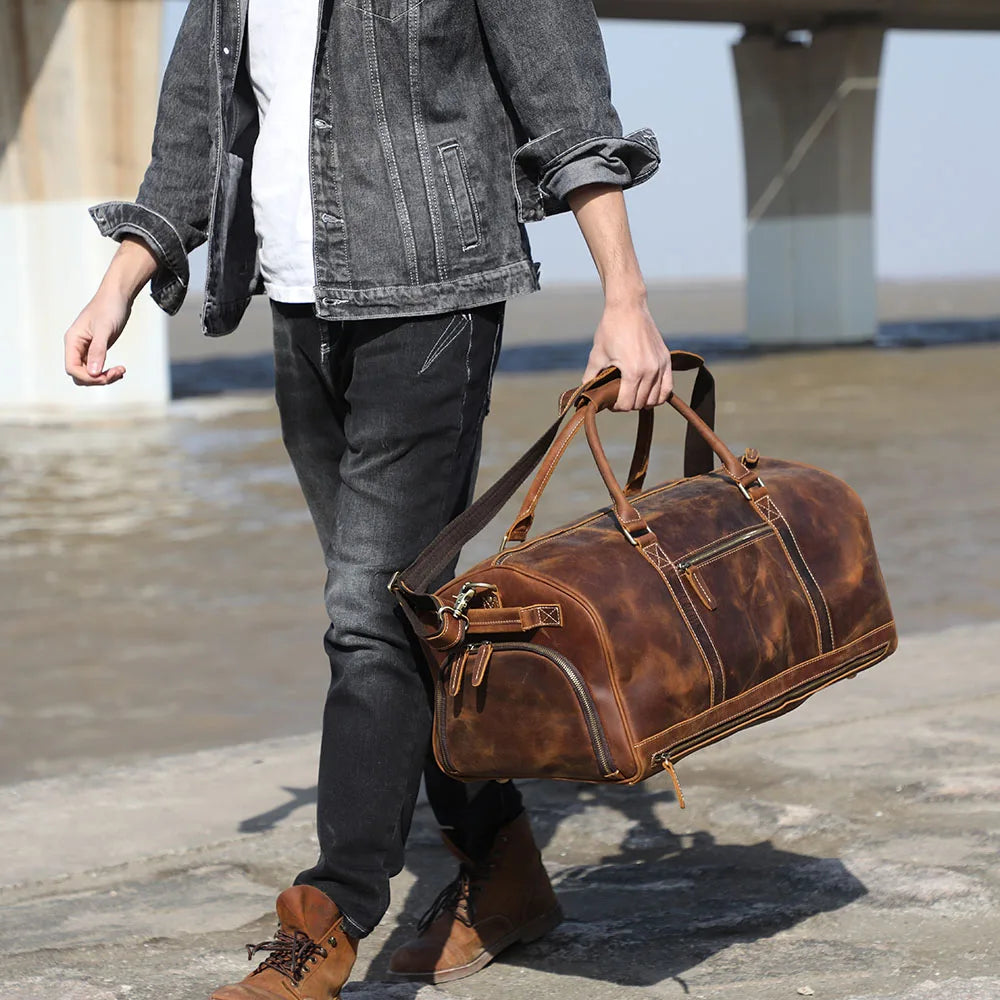 The Quartermaster | Full-Grain Leather Multi-Pocket Frontier Duffel