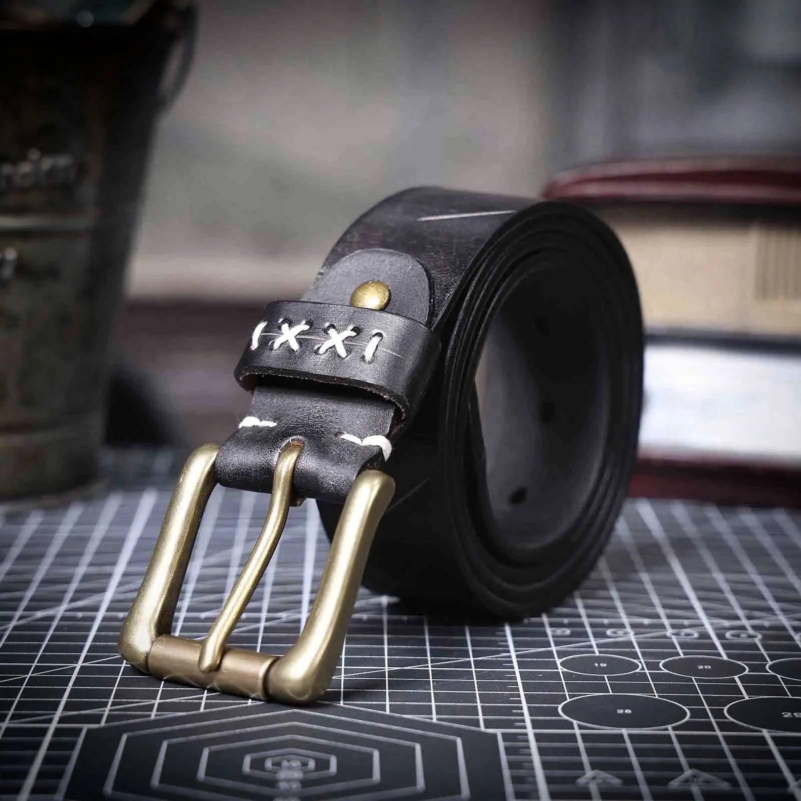 The Brass-Tacks | Thickened Italian Cowhide & Solid Brass Frontier Belt