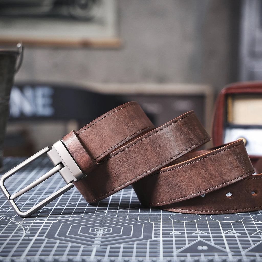 The Drover | Verdickter italienischer Rindsleder Frontier Jeansgürtel