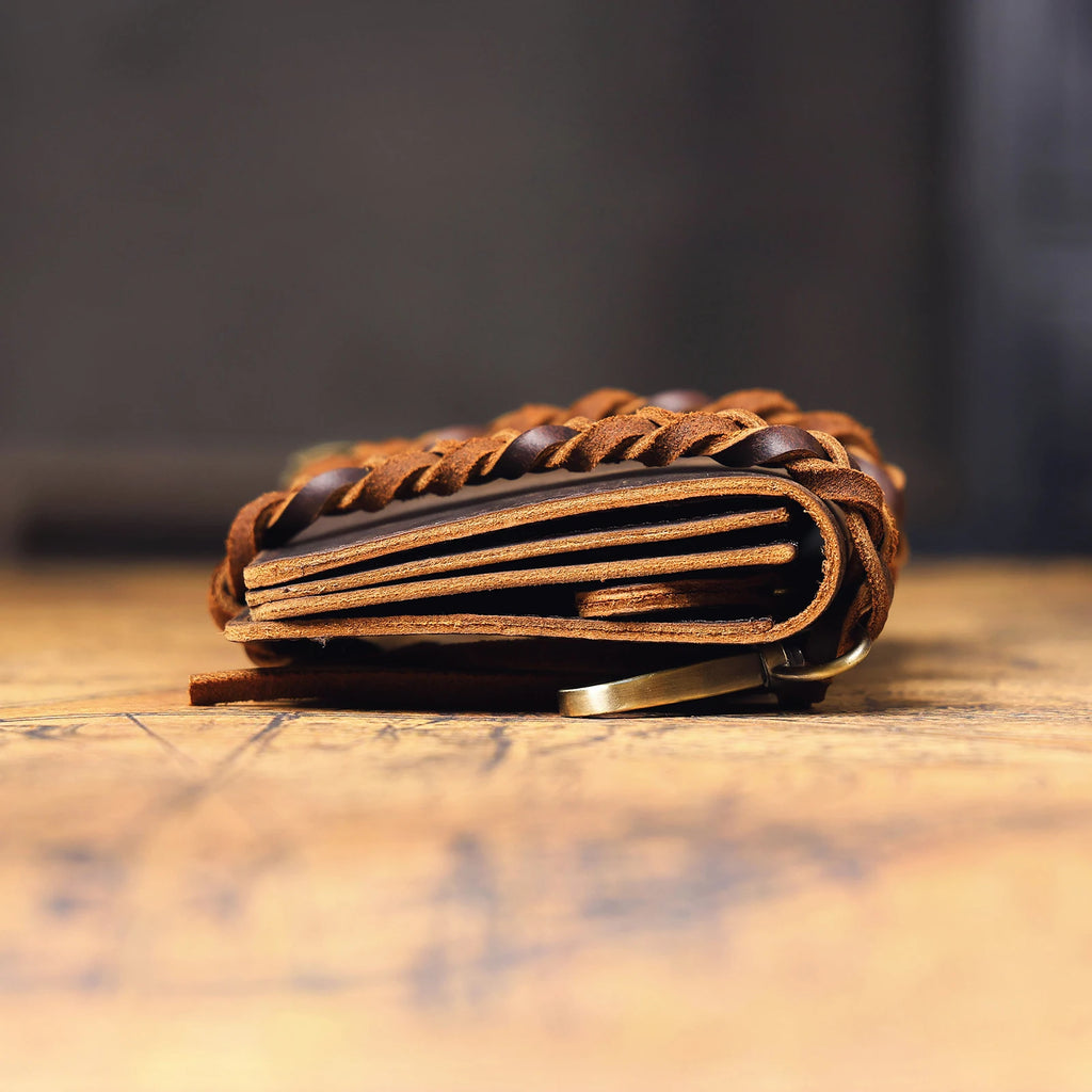 The Sentry | Portefeuille long et pochette de rangement en cuir Crazy Horse fait main
