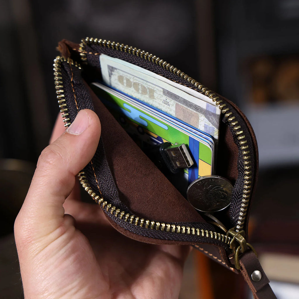 The Stagecoach | Handcrafted Crazy Horse Leather Mini-Vault & YKK Secure Pouch