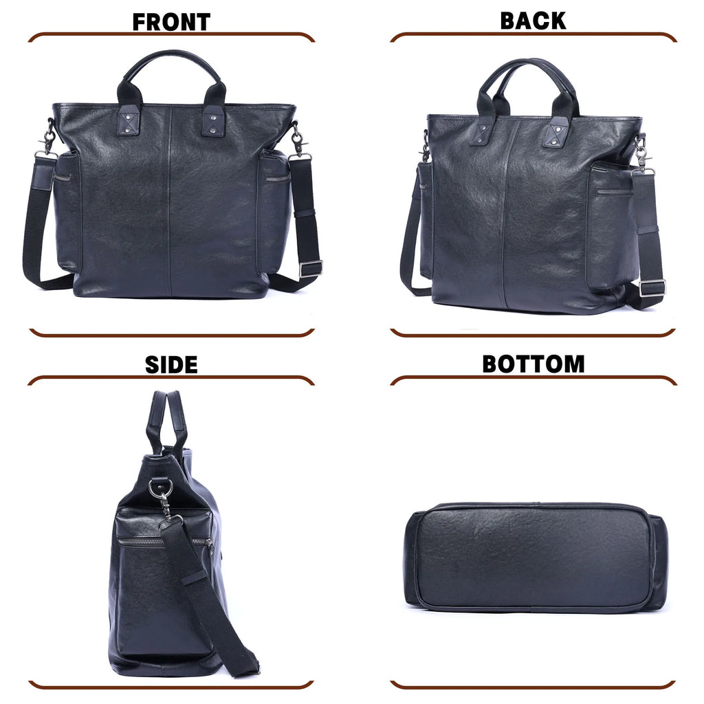 The Settler | Natural Vegetable-Tanned Genuine Leather 15" Minimalist Briefcase