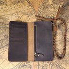 The Sentry | Portefeuille long et pochette de rangement en cuir Crazy Horse fait main
