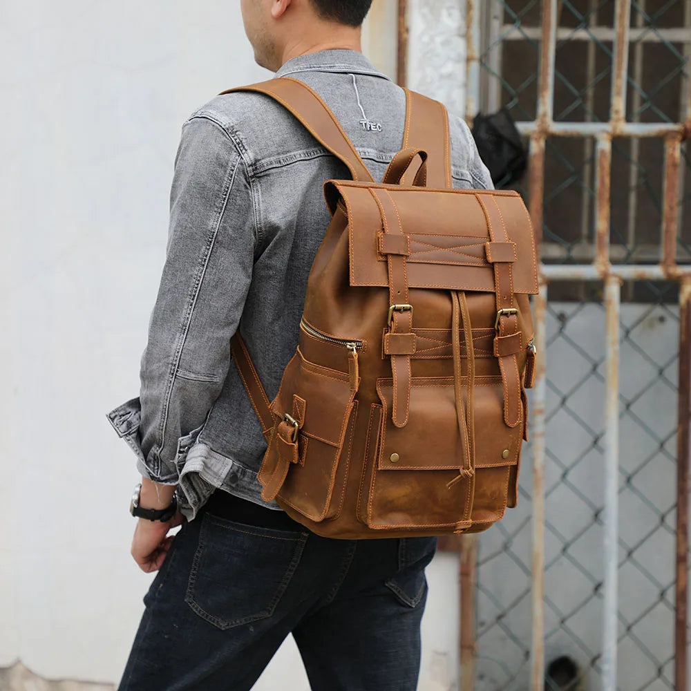 The Centennial | External Frame Crazy Horse Leather Frontier Rucksack