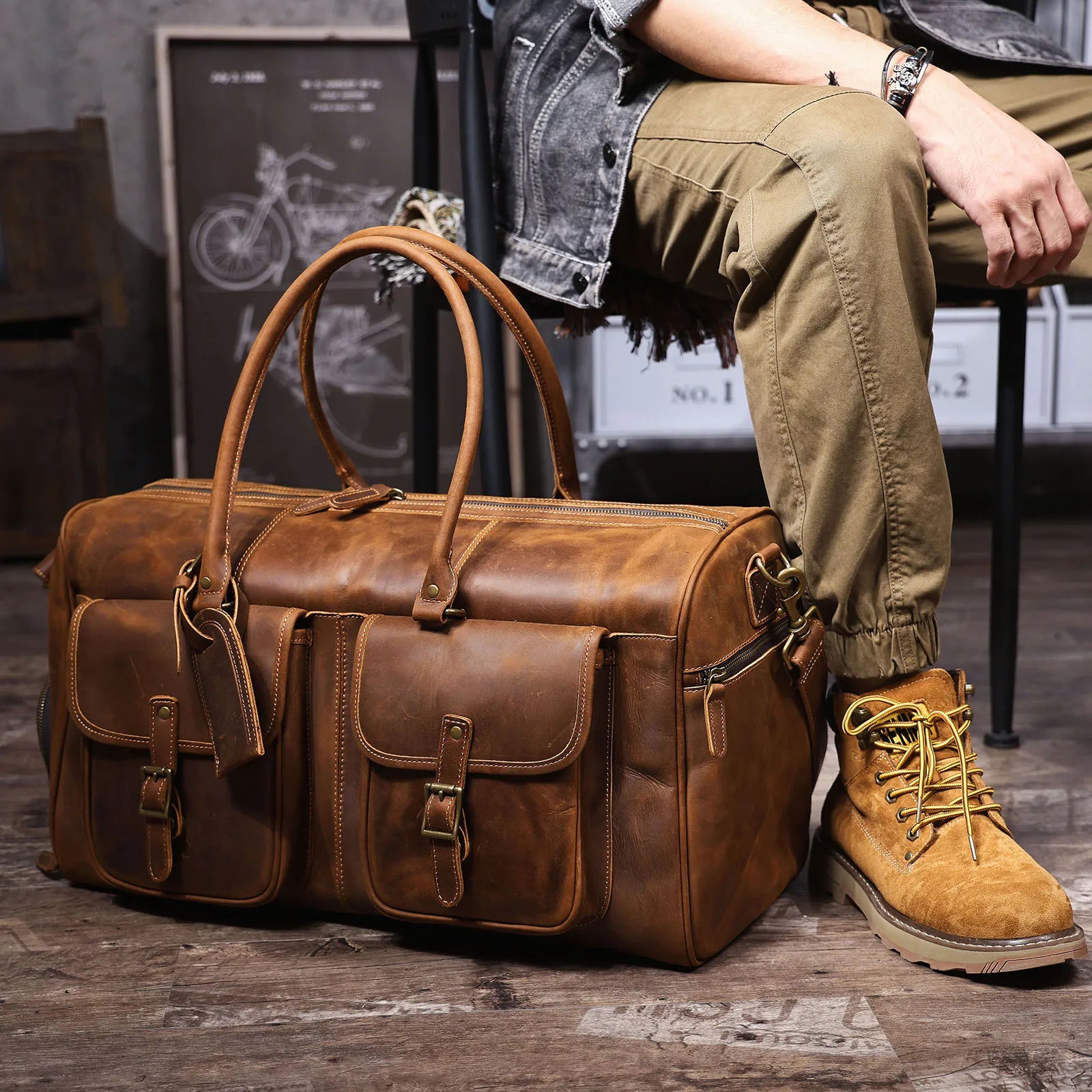 The Iron-Horse | Handcrafted Crazy Horse Leather Overland Duffel
