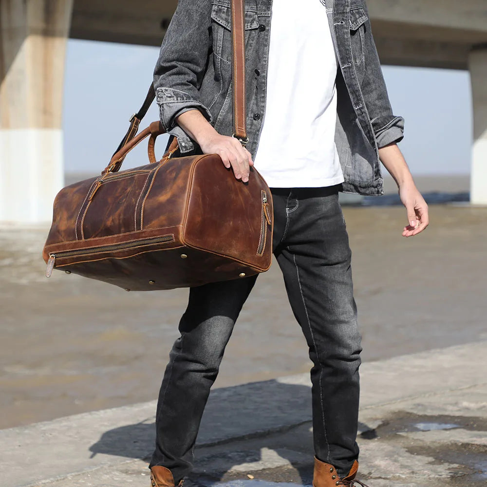 The Quartermaster | Full-Grain Leather Multi-Pocket Frontier Duffel