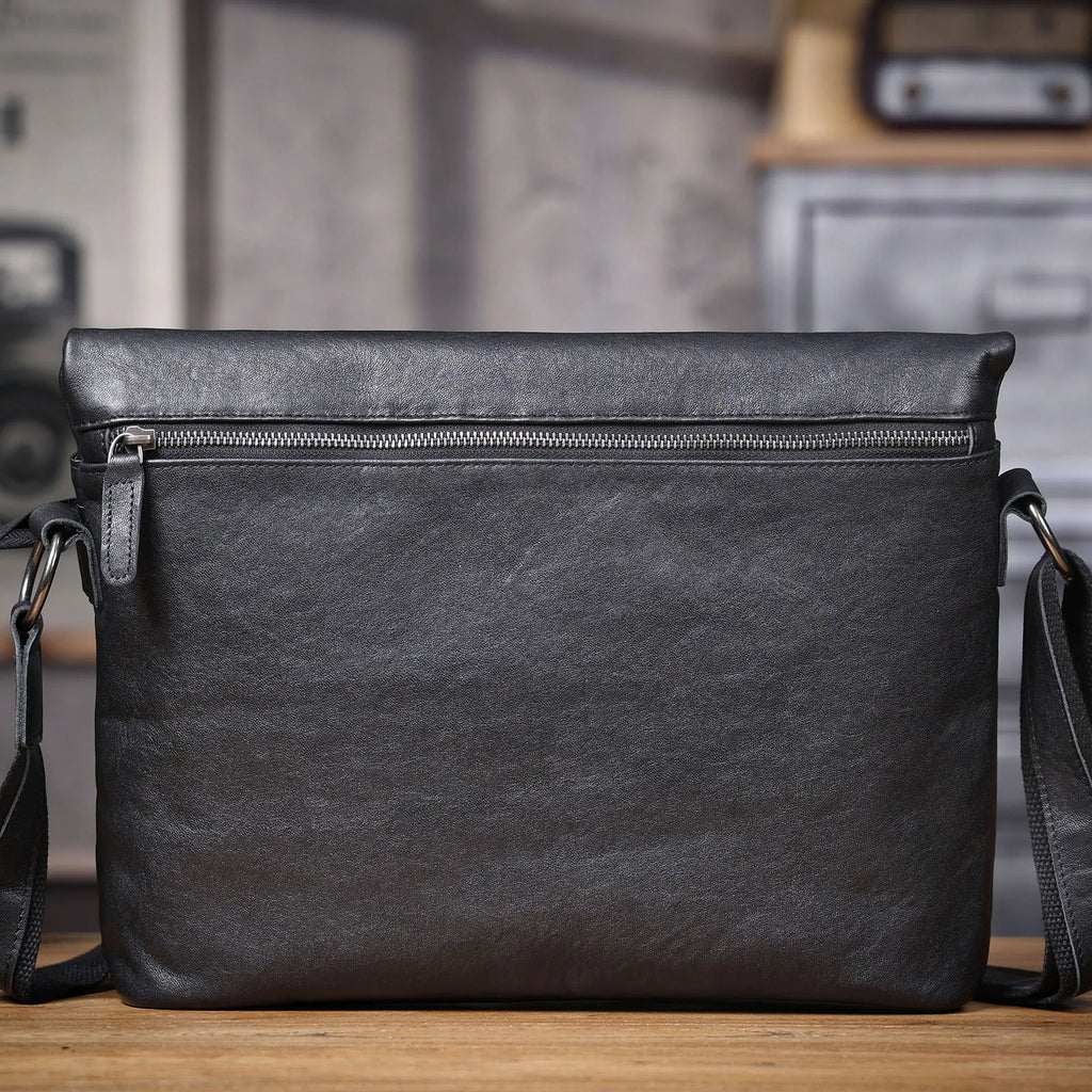 The Iron-Oak | Natural Vegetable-Tanned Leather Minimalist Courier & Laptop Bag