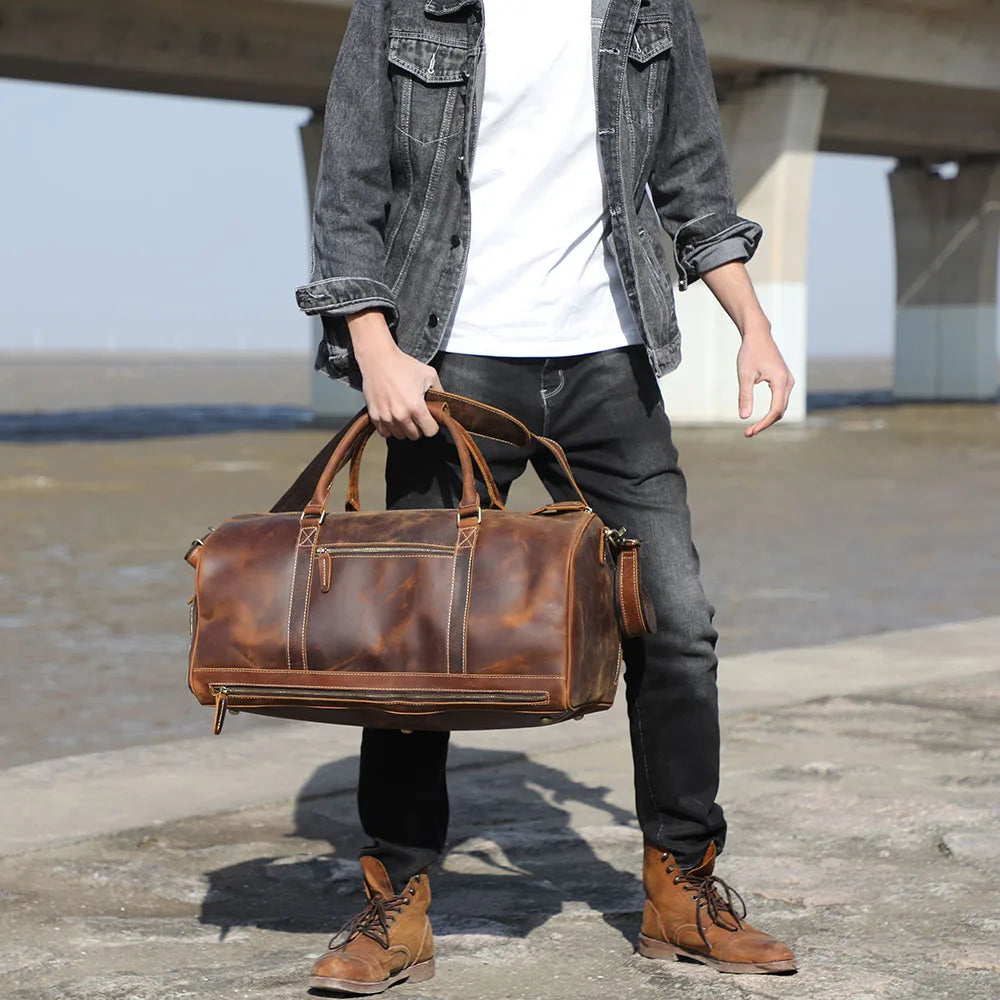 The Quartermaster | Full-Grain Leather Multi-Pocket Frontier Duffel