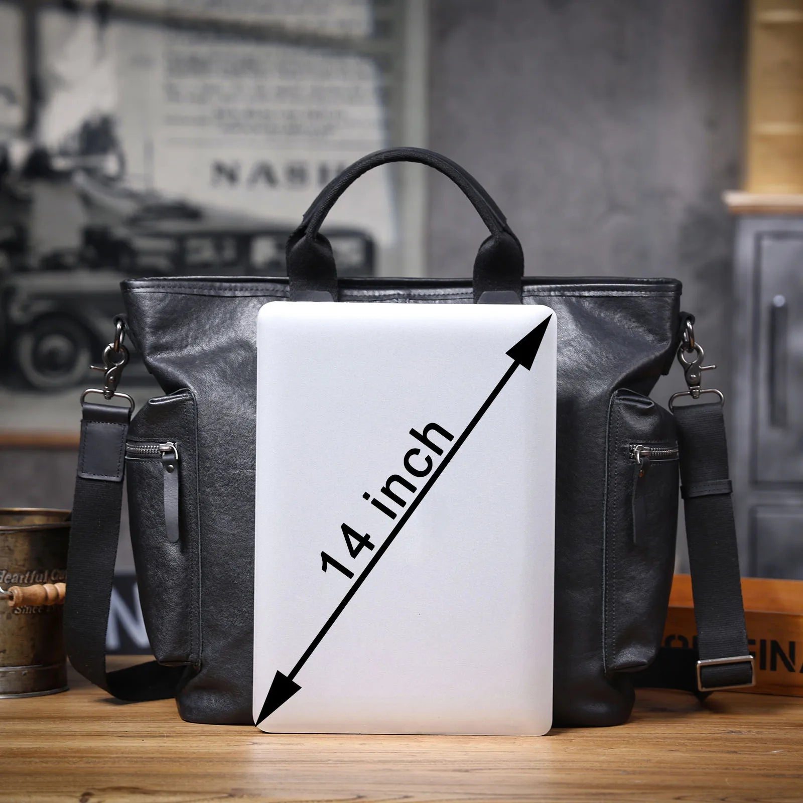 The Settler | Natural Vegetable-Tanned Genuine Leather 15" Minimalist Briefcase