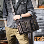 The Gavel | Serviette Frontier 16" en cuir Crazy Horse à cadre rigide