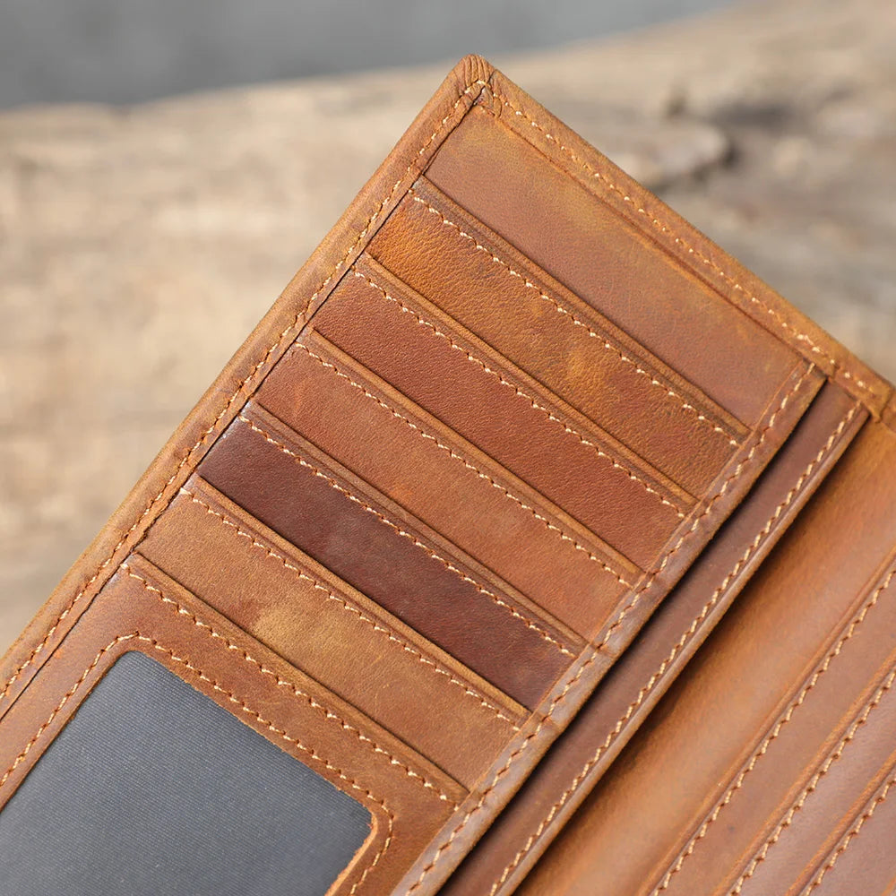 The Deadwood Ledger | Handcrafted Crazy Horse Leather Long-Form Executive Clutch