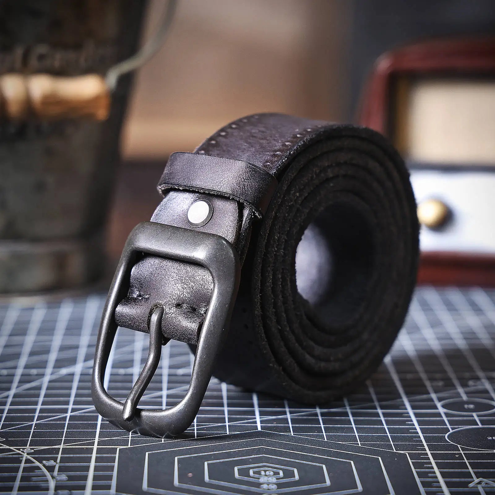 Le Stockman | Ceinture en cuir de vache italien épais 3,3 cm Frontier Denim