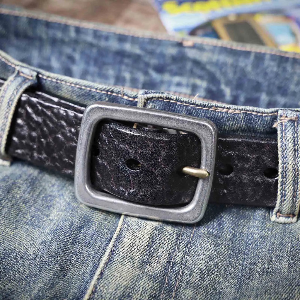 The Iron-Clad | Ceinture Frontier en cuir de vache italien épais et acier inoxydable (coffret cadeau)