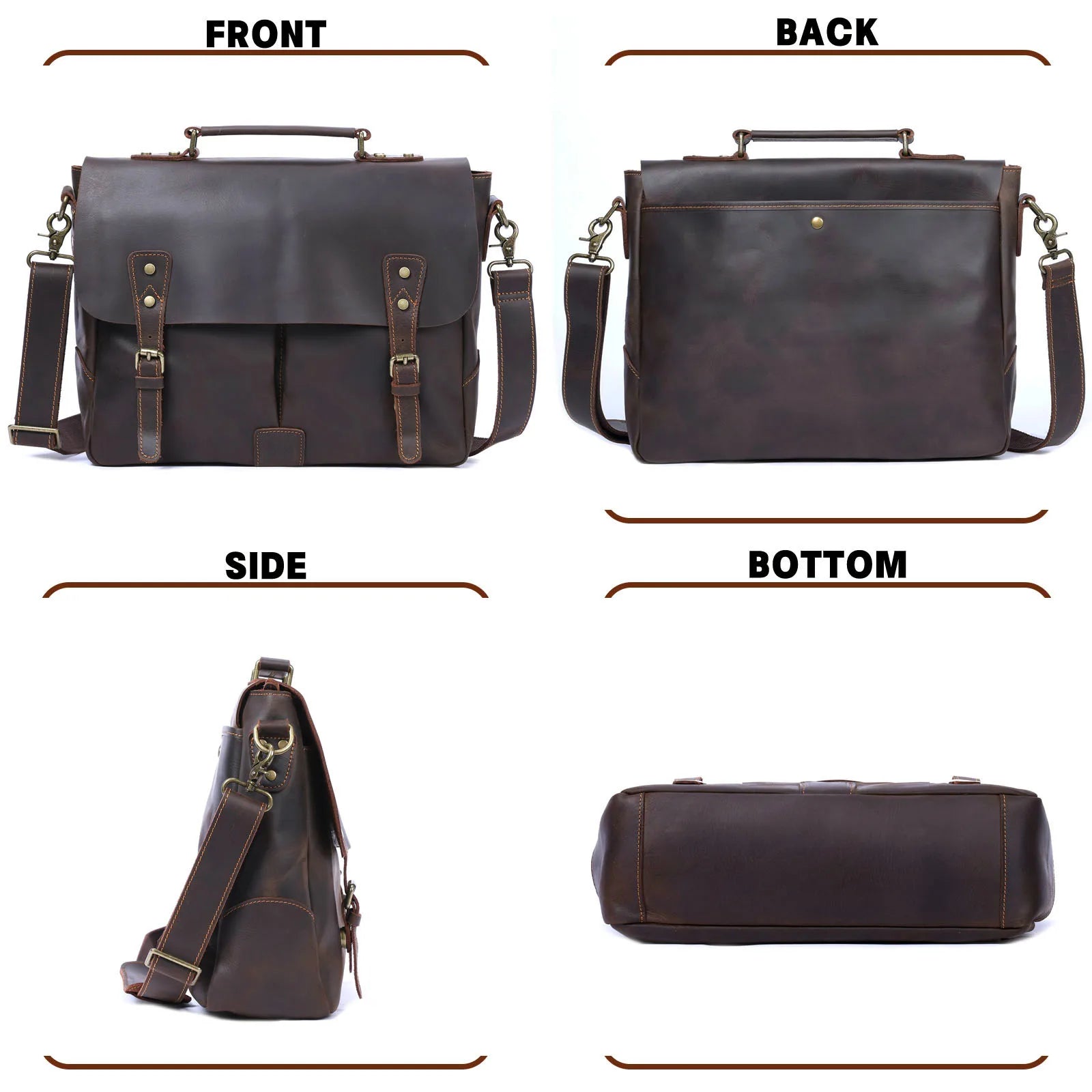 Le Grit-Stone | Sacoche Frontier Dispatch en cuir Crazy Horse fait main
