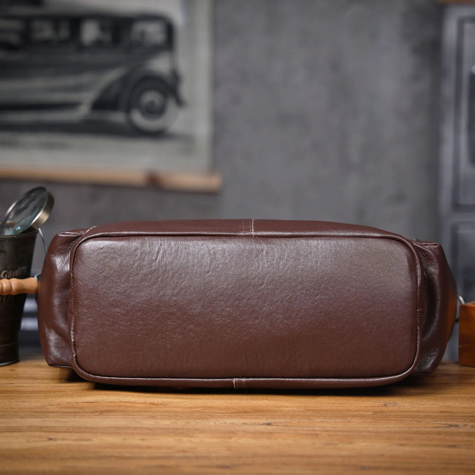 The Settler | Natural Vegetable-Tanned Genuine Leather 15" Minimalist Briefcase