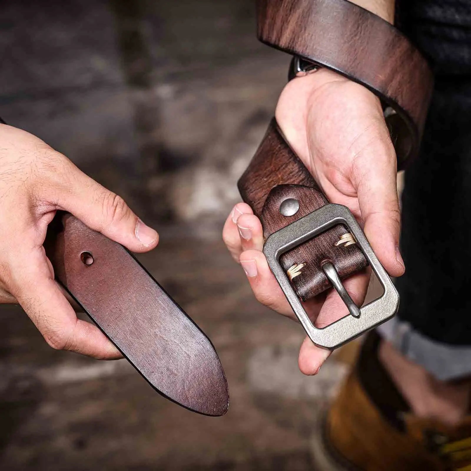 The Iron-Clad | Thickened Italian Cowhide & Stainless Steel Frontier Belt