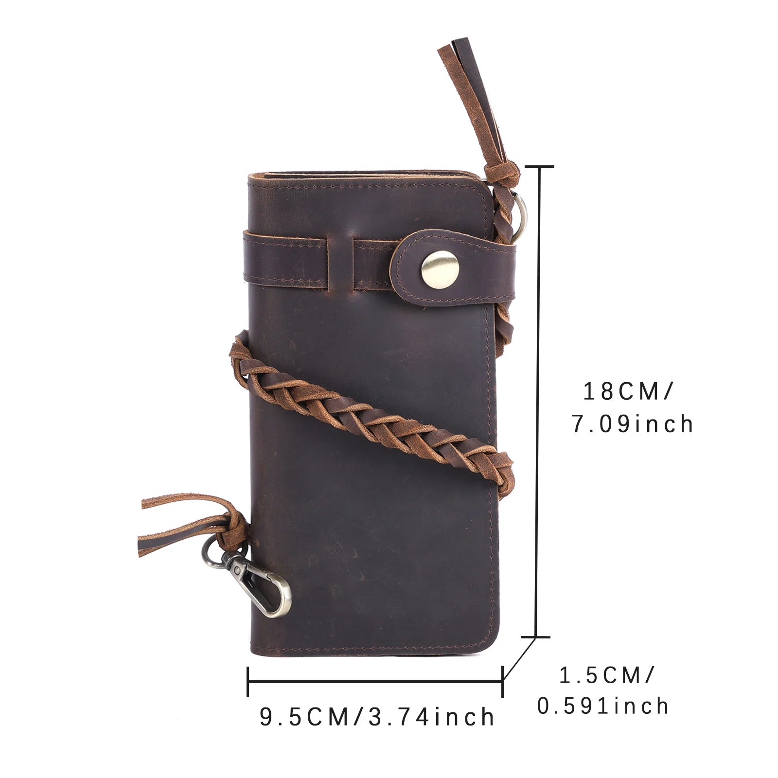 The Sentry | Portefeuille long et pochette de rangement en cuir Crazy Horse fait main