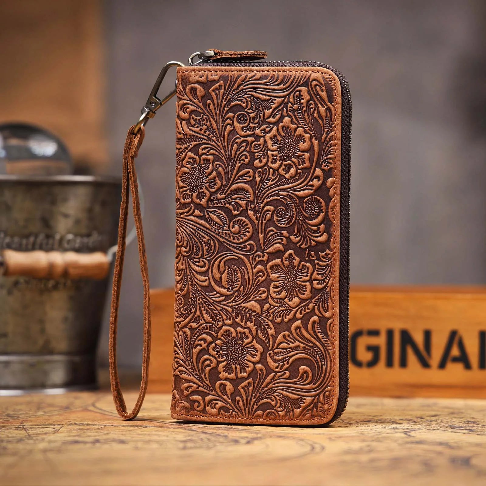 The Ledger | Handcrafted Crazy Horse Leather Long-Vault & Phone Clutch