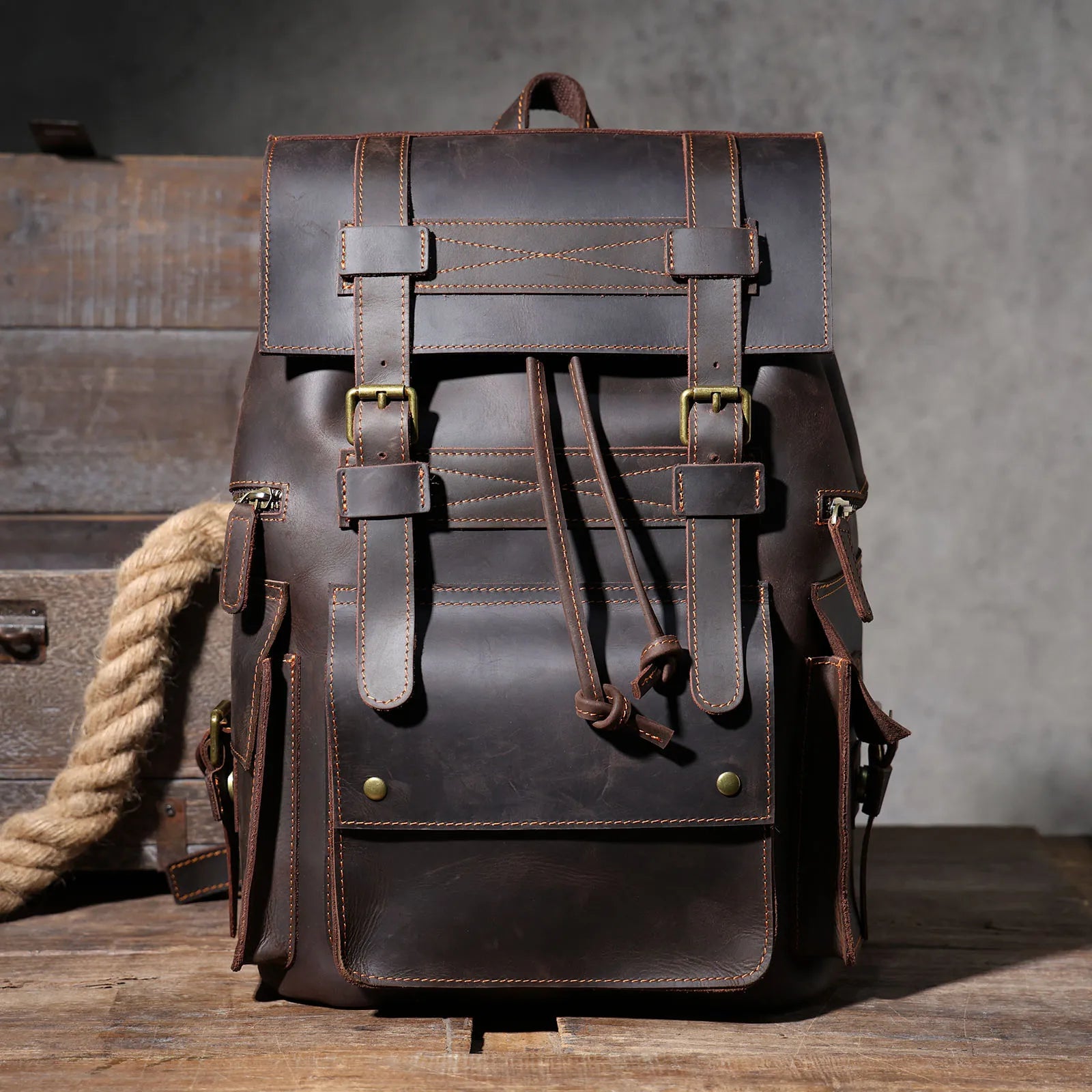 The Centennial | External Frame Crazy Horse Leather Frontier Rucksack